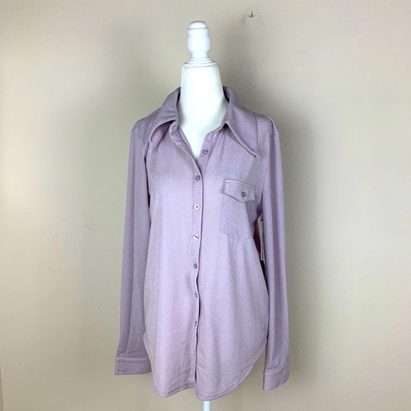 NWOT SONG OF STYLE Revolve Lilac Metallic Top Sz S - Picture 4 of 7